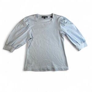 Veronica Beard blue top with puffy sleeves Size M